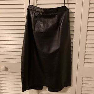 Real Leather Black Pencil Skirt Size 4 by Vakko